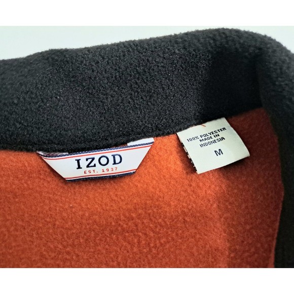 IZOD Orange Fleece Vest Full Zip Jacket Mens Size Medium - Picture 4 of 9